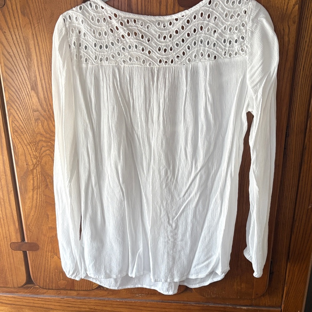 Lascana Venus White Eyelet V-Neck Women’s Top sz S Ptp. 18 - Picture 3 of 3
